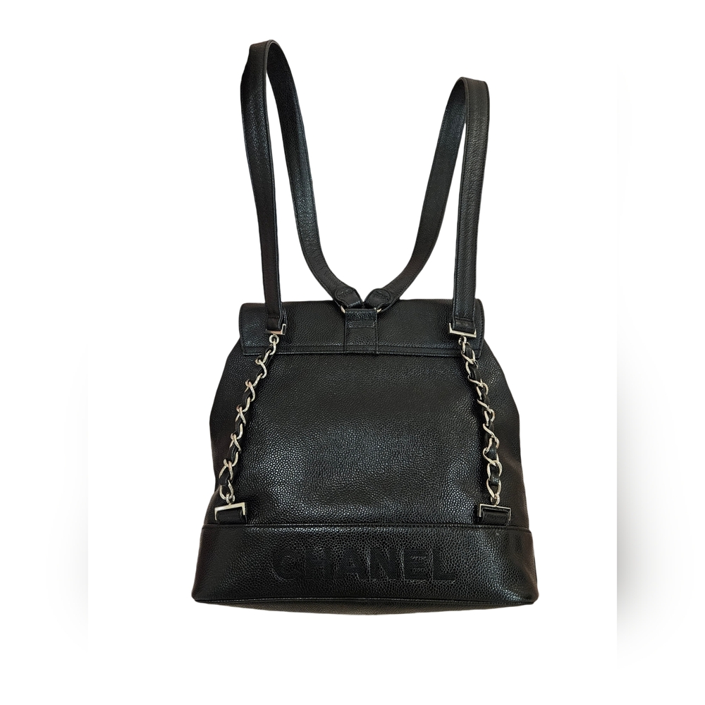 ❌️SOLD❌️⚜️Vintage ⚜️Chanel Black Caviar 'CC' Backpack - Picture 7 of 16